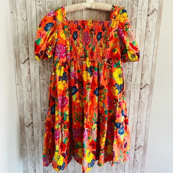 Disney Encanto Tiered Vibrant Floral Mini Dress New Medium - Picture 2 of 6